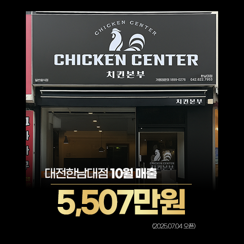 대전한남점 10월매출-5.507만원(2025.07.04오픈)